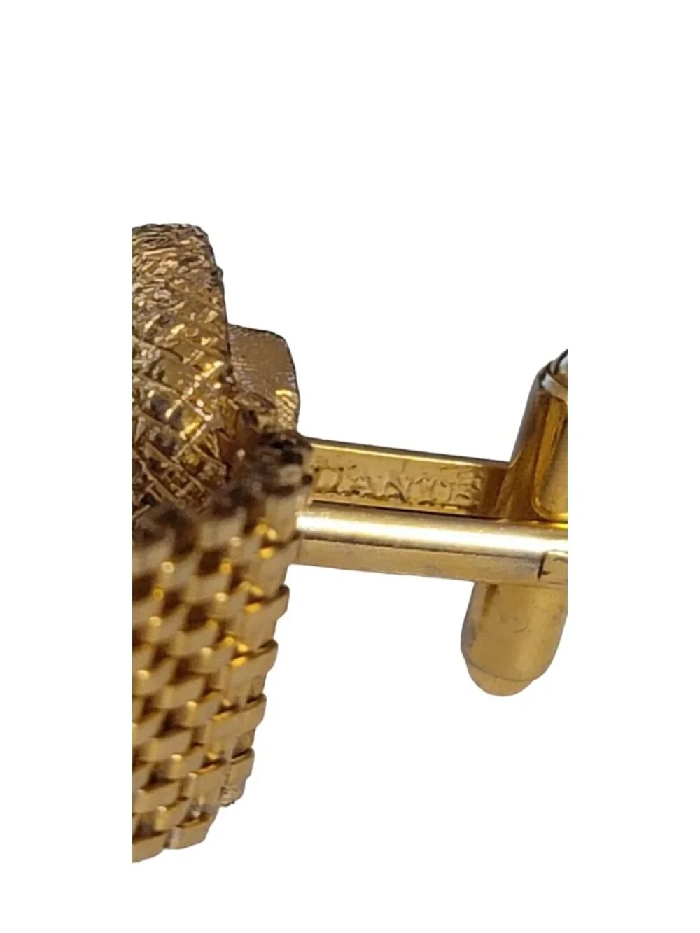 Dante Gold Tone Blue Rivoli Mesh Wrap Chain Cufflinks, Signed E109